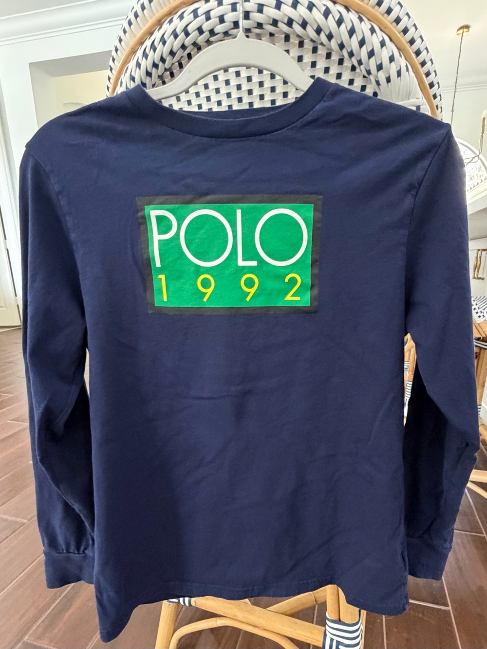 Polo Ralph Lauren Boys Large 12/14 Long Sleeve Graphic T-Shirt Navy Blue 1992